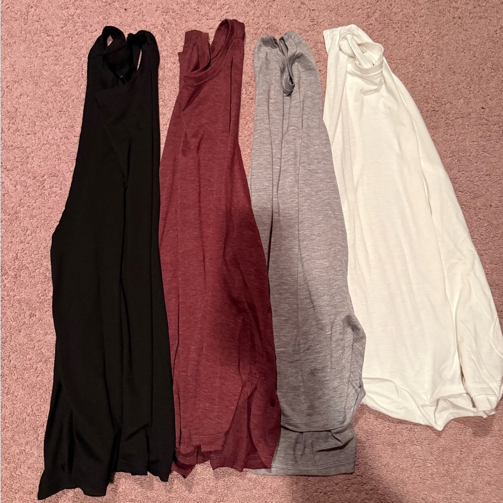Set of Four Muscle Tank Tops in Black, Red, Gray, and White